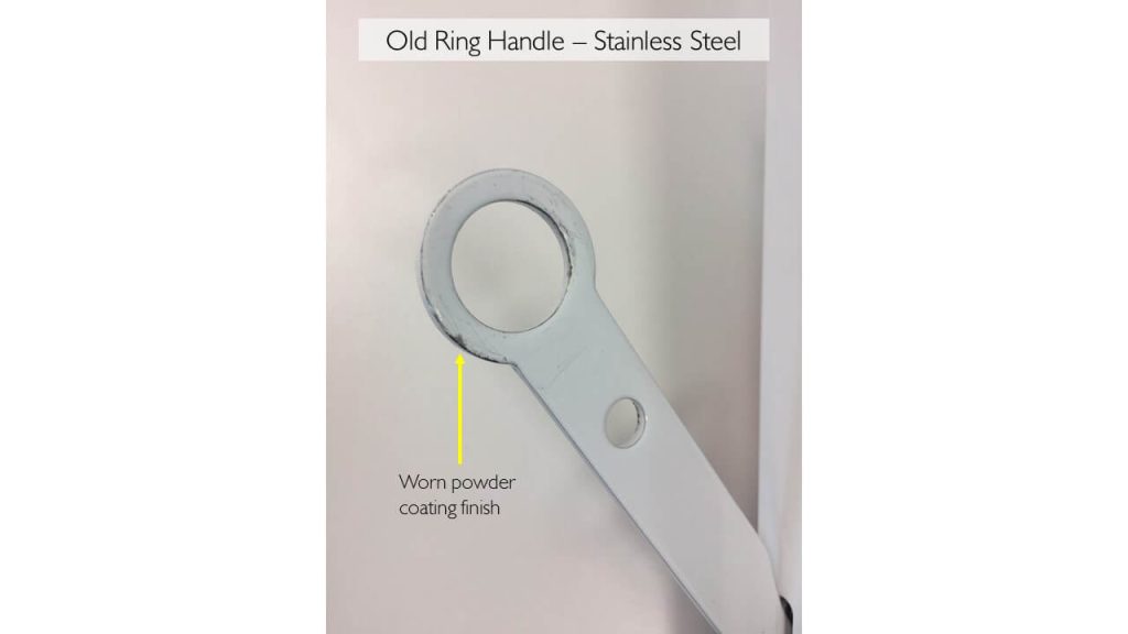 Product Improvement – Breezway Ring Handle-
Worn metal handle